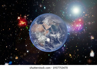 View of the planet earth from space. Gas, nebula, stars. The elements of this image furnished by NASA.