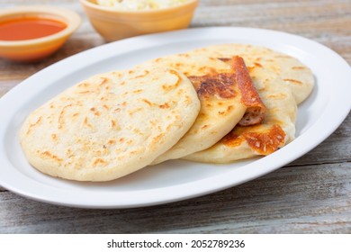 A View Of A Plate Of Pupusas.