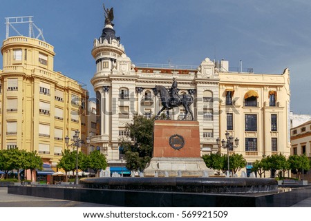 View of the Plaza de las Tendillas, and the sculpture of the great captain Gonzalo Fernandez de Cordoba. Spain. Andalusia. Stock photo © 