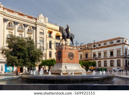 View of the Plaza de las Tendillas, and the sculpture of the great captain Gonzalo Fernandez de Cordoba. Spain. Andalusia. Stock photo © 