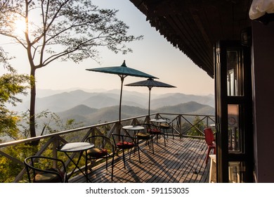 View Point At Coffee Shop Near Wat Phra That Doi Kong Mu. Mae Hong Son, Northern Thailand.