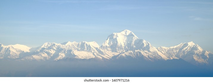 View point of Dhaulagiri mountain in the mountain at Poon hill, Nepal. Snow on the top of mountain is destination for trekking of tourism.