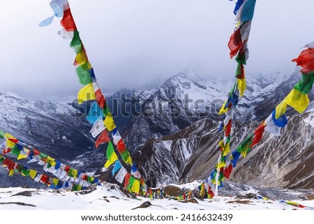 View point of the trekking peak Tsergo Ri ,Chergori in the Langtang valley, Nepal. 