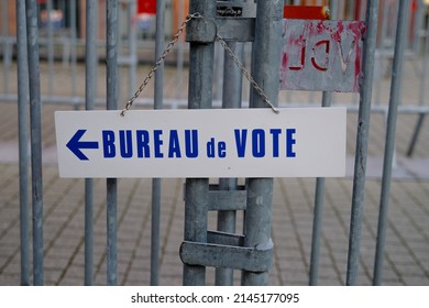 View of a polling station in Lille,  France, on April 10, 2022, during the first round of the Presidential election.