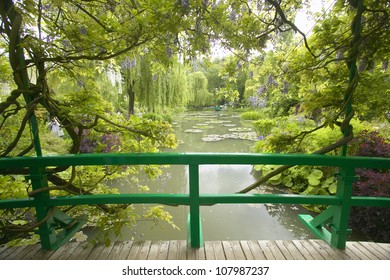 View Of Pond And Gardens At Giverny From Monet's Bridge, Giverny, France