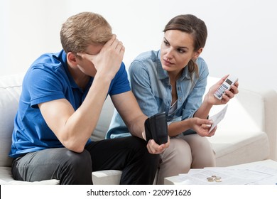 View of poor marriage with financial problems