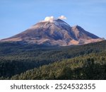 View of Popocatepetl volcano near Mexico City and Puebla