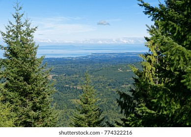 View Of Port Angeles And Victoria, BC, Canada From Deer Park In Olympic National Park