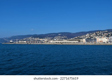 View of the port city of Trieste and Molo Audace pier in Friuli Venezia Giulia region of Italy on the coast of the Adriatic sea - Shutterstock ID 2271675619