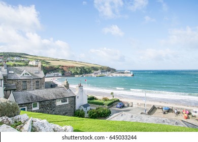 The View Of Port Erin Town In Southern Part Of Isle Of Man On A Sunny Day.