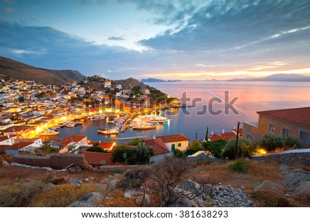 View of port of Hydra from a hill above the town. Stock fotó © 