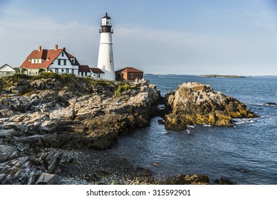 View of the Portland Head Lighthouse in Maine, USA