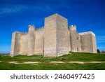 View of the powerful castle of Montealegre de Campos from the 13th century. Valladolid, Castile and Leon, Spain.