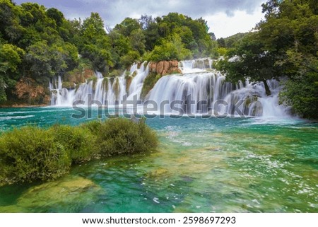 View of powerful Skradinski Buk waterfall in Krka National Park, Croatia