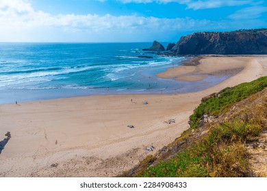 View of Praia de Odeceixe in Portugal.