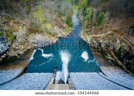 View of the Prettyboy Dam, in Baltimore County, Maryland.