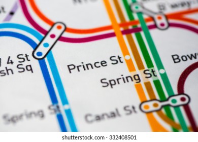 View Of Prince St Station On The Broadway/Queens Boulevard, A Subway Service In NYC. (custom Map)