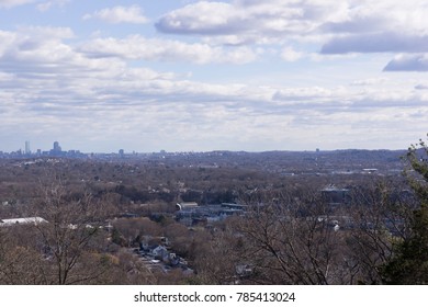 The View From Prospect Hill In Waltham MA. The Boston Skyline Is In The Distance