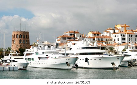 View Of Puerto Banus Harbour, In Marbella, Spain