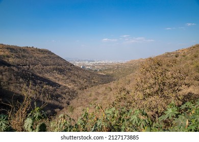 View Of Pune Cityscape From Top Of Hill Mountain Pune, Maharashtra, India