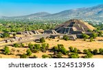 View of the Pyramid of the Moon at Teotihuacan. UNESCO world heritage in Mexico