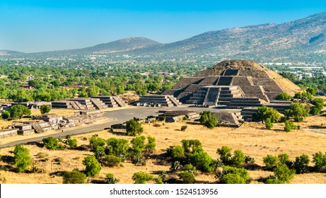 View of the Pyramid of the Moon at Teotihuacan. UNESCO world heritage in Mexico