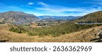 View to Queenstown from Crown Range Road Scenic Lookout on New Zealand