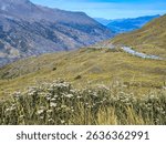 View to Queenstown from Crown Range Road Scenic Lookout on New Zealand