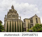 View of the Rafael Uribe Uribe Palace of Culture in Plaza Botero in Medellin, Colombia