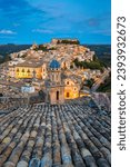 View of Ragusa (Ragusa Ibla), UNESCO heritage town on Italian island of Sicily. View of the city in Ragusa Ibla, Province of Ragusa, Val di Noto, Sicily, Italy. 