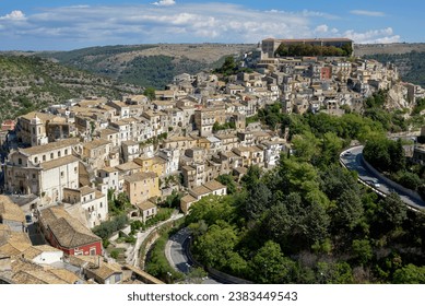 View from Ragusa Superiore to Ragusa Ibla, historical district of Ragusa, province Ragusa, Sicily, Italy