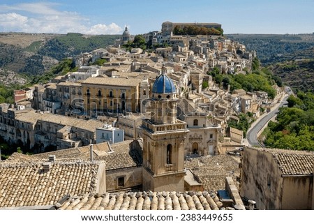 View from Ragusa Superiore to Ragusa Ibla, historical district of Ragusa, province Ragusa, Sicily, Italy