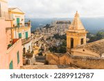 View of Ragusa, a UNESCO heritage town on Italian island of Sicily.
