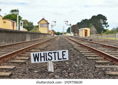 View Of Railroad Whistle Sign At Glenbrook Vintage Railway Station