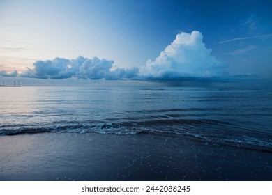 View to the rain cloud over the North Sea
