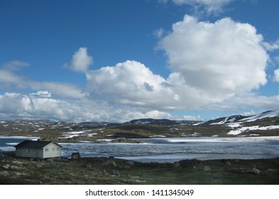 View Of Rallarvegen. Famous Bicycle Trail On Hardangervidda Plateau Leads You Along The Bergen Railway Line From Haugastøl To Flåm. Norway