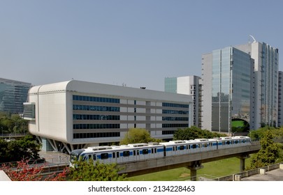  View Of Rapid Metro In Cyber City Gurgaon Haryana India, Photo Shoot, 07-03-22