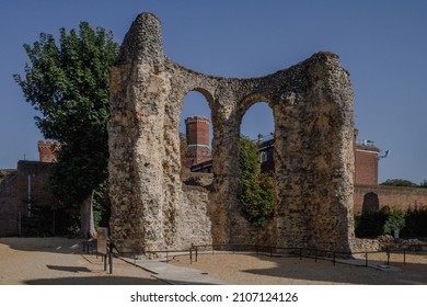 View of Reading Abbey Ruins in town centre of Reading, United Kingdom