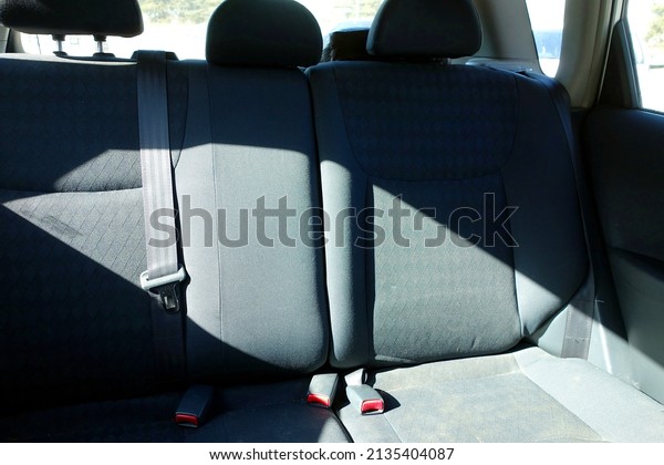 View of rear car seats\
with seat belts