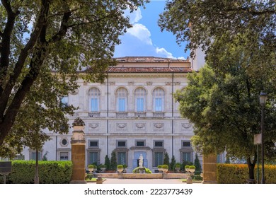View of the rear facade of the Galleria Borghese inside the public park of Villa Borghese in Rome, Italy. - Shutterstock ID 2223773439