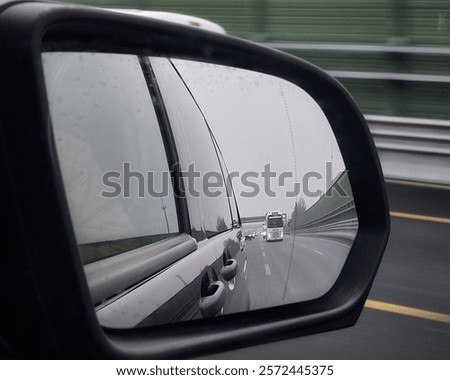 A view from the rearview mirror on a work trip