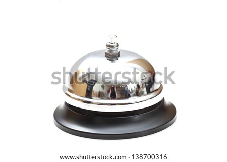 A view of a reception bell isolated on white background