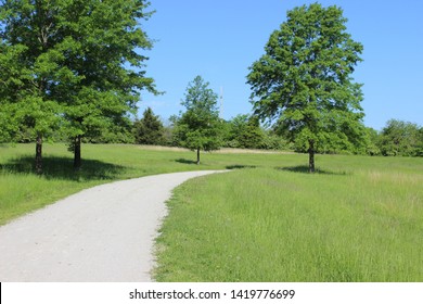 View Of Recreational Trail At Longview Lake At 1.4 Mile Marker In Spring Time