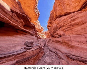 View of Red Salam Canyon in the Sinai desert, Egypt. Selective focus.