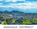 View from remains of ancient fortress over the hills of  Plovdiv, Bulgaria