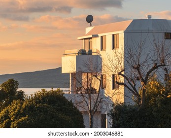 View Of Residential Apartment Building In St Heliers With Seaview Balcony. Auckland, New Zealand - July 4, 2021