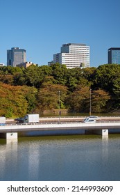 The View To The Residential District Sanbancho Over The Chidorigafuchi Moat Around Edo Castle. Tokyo Imperial Palace. Tokyo. Japan