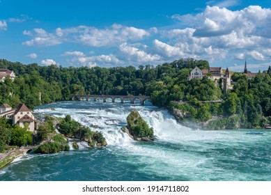 View of the Rhine Falls with the Laufen Castle in Neuhausen