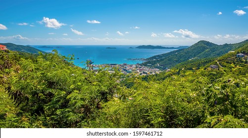 A View From The Ridge Road Towards Road Town And The Francis Drake Channel On The Island Of Tortola