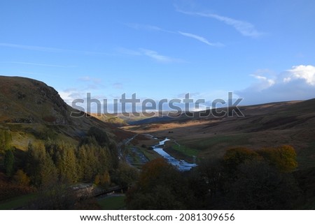 a view of the river Claerwen leading down the Elan valley just after the Claerwen dam